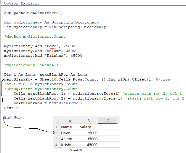 create Paste Dict Values to Sheet