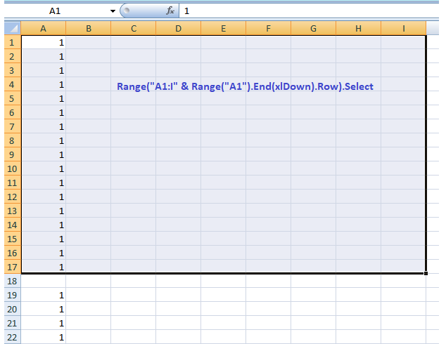 select range until row is blank